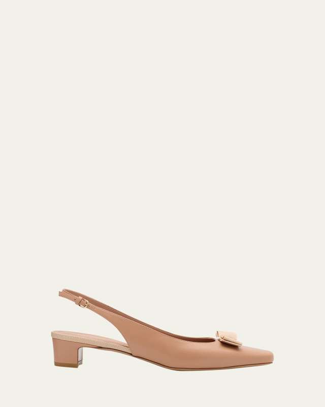 Rivada Leather Bow Slingback Pumps